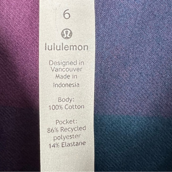 LULULEMON "Full Day Ahead" Women's button down plaid flannel shirt Size 6 - Picture 4 of 9